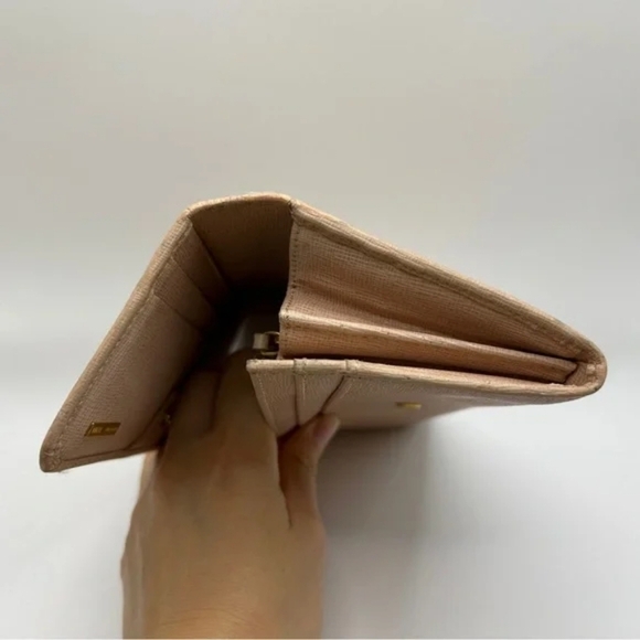 FENDI Pink Beige Leather Logo Plate Long Wallet – Great Preloved Condition - Picture 10 of 12